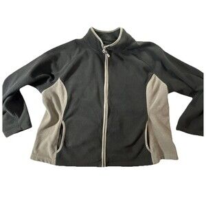 Merona Women’s Size 2 PTP 28” Black And Grey Fleece Full Zip Jacket